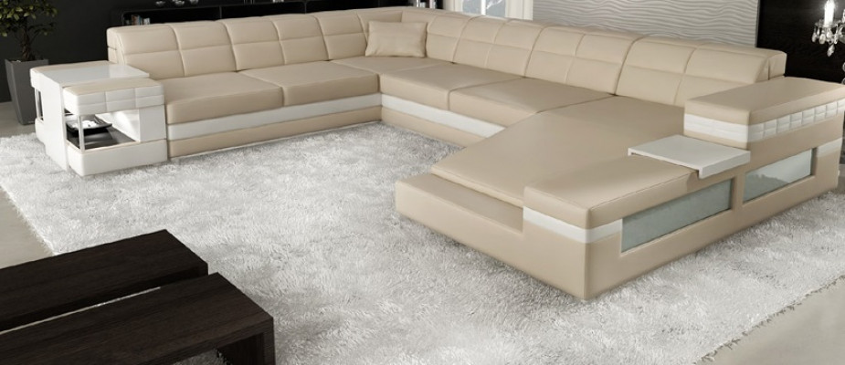 Ledersofa Sofa Couch Polster Ecke Wohnlandschaft Ecksofa Design Leder PH3006 Neu