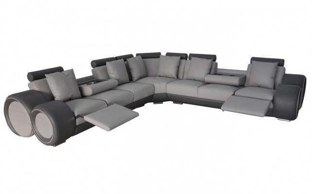 Ecke Leder Modern XXL Couch Wohnlandschaft Ledersofa Sofa L-Form + USB Couch Neu