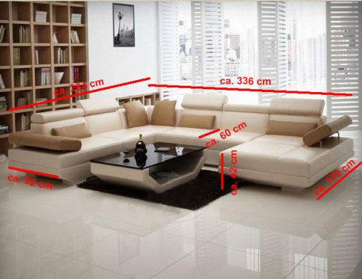 Eck Sofa mit USB Couch Wohnlandschaft Leder Couchen Polster Ecke Sitz Garnitur