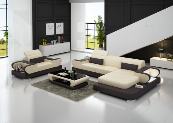 Design XXL Big Sofa Ecksofa mit USB Ledersofa Couch Polster Ecke Wohnlandschaft
