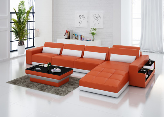 Ledersofa Modern Couch Wohnlandschaft Ecksofa Dekor Eck Design Garnitur