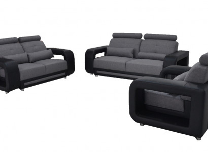 Sofa mit USB Garnitur Couch Polster Design Sitz Komplett Set Leder Stoff Neu