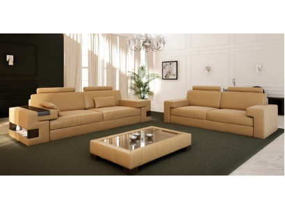 Ledersofa USB Moderne Sofagarnitur 3+2+1 Couch Sitz Polster Sofa Garnitur Set