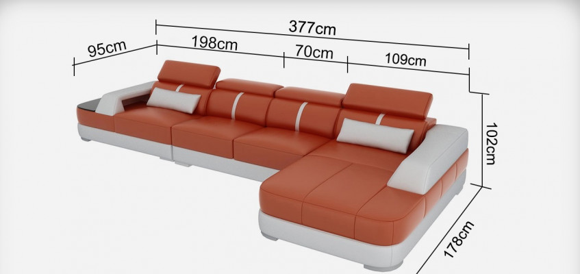Ledersofa Polster Sitz Eck Sofa Garnitur Wohnlandschaft Wohnzimmer Couch mit USB