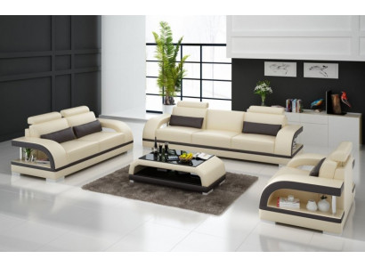 Designer Sofagarnitur Ledersofa mit USB Set 3+2+1 Garnitur Couch Sofa Garnituren