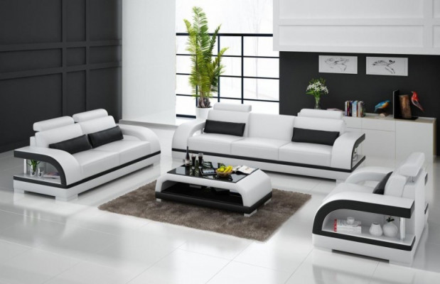 Designer Sofagarnitur Ledersofa mit USB Set 3+2+1 Garnitur Couch Sofa Garnituren
