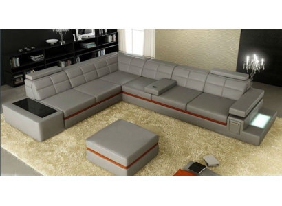 Ledersofa Couch Wohnlandschaft Ecksofa Eck Garnitur +USB Neu Design Modern Sofa