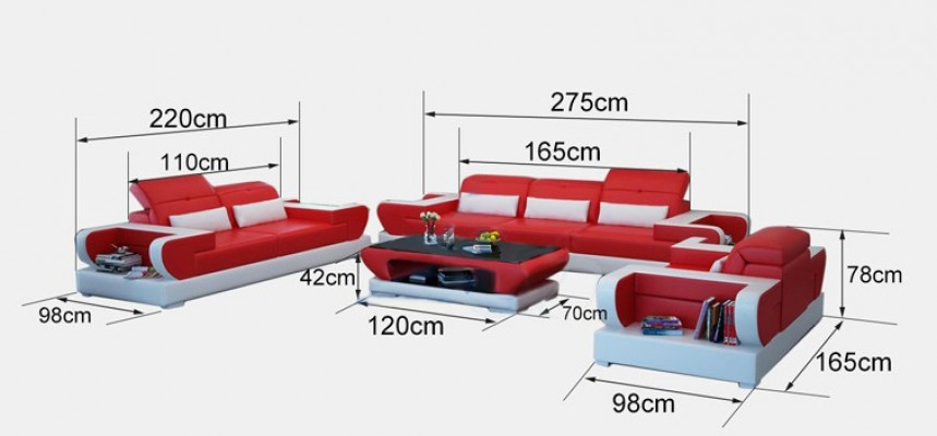 Sofagarnitur Couch Polster Leder Sitz Garnitur 3+2+1 Set Modernes Sofa mit USB
