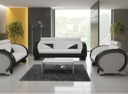 LEDERSOFA mit USB DESIGNERSOFA GARNITUR 3+1 COUCH POLSTERGARNITUR POLSTER SOFA