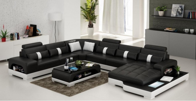 Leder U Form Wohnlandschaft Couch Big XXL Sofa Polster Ecke Garnitur Eck Senden