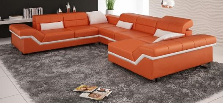 LEDERSOFA XXL WOHNLANDSCHAFT ECKSOFA DESIGN SOFA COUCH GARNITUR ECKCOUCH NEU