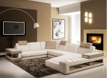 Ledersofa Ecksofa Eckcouch Polster Sitz Ecke Garnitur Wohnlandschaft