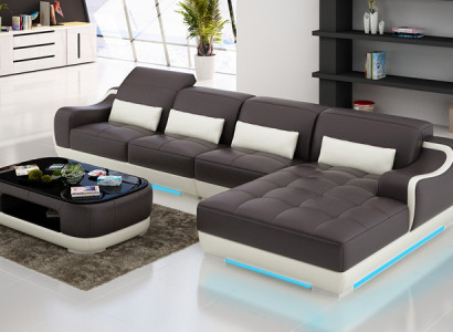 Ledersofa Sofa Couch Wohnlandschaft Eck Ecksofa Modern Design Garnitur