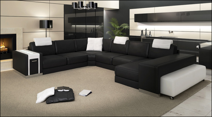 Wohnlandschaft Designer Sofa Couch Big Polster Leder Sofas Eck Ecke Sitz