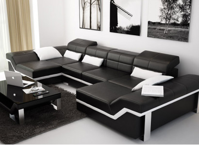Ledersofa Sofa Couch Wohnlandschaft Ecksofa Garnitur Design Modern Sofa K5007C
