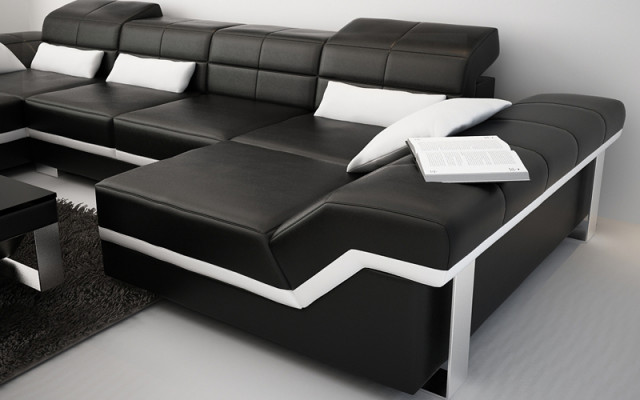Ledersofa Sofa Couch Wohnlandschaft Ecksofa Garnitur Design Modern Sofa K5007C