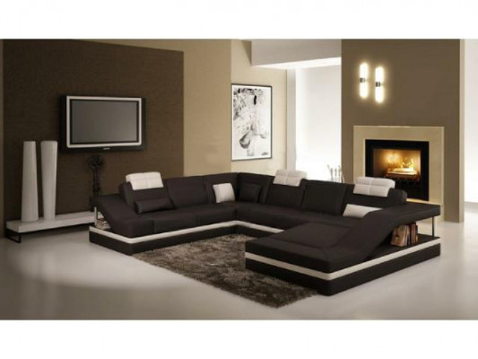 Wohnlandschaft Ecksofa Ledersofa Sofa Couch Polster Sitz Eck Garnitur