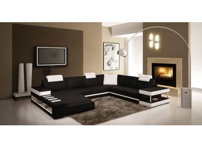 Ledersofa Ecksofa Wohnlandschaft Designer Couch Licht Sofa Polster Hallstadt -S