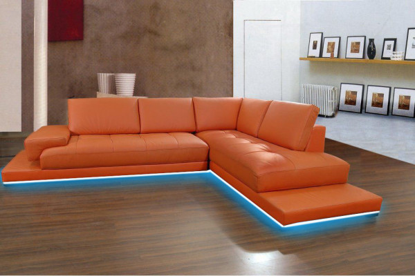 Wohnlandschaft Polster Ecke Eck Sofa mit USB Garnitur Landschaft Leder Neu 1060