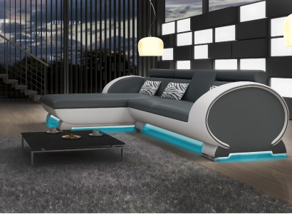 LEDERSOFA ECKSOFA SOFAGARNITUR DESIGNER COUCH BARFUNKTION SOFA mit USB POLSTER