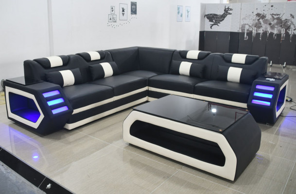 Moderne Eckgarnitur Couch Sitzpolster Ecksofa Polster Led Design Sofa