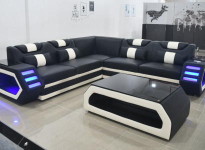 Moderne Eckgarnitur Couch Sitzpolster Ecksofa Polster Led Design Sofa