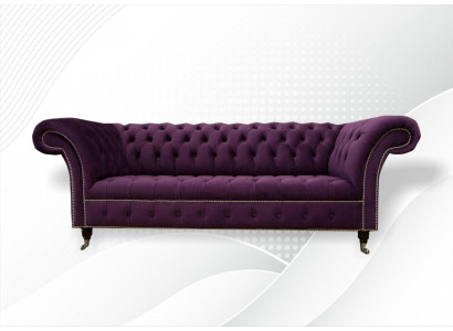 XXL Sofa 3 Sitzer Couch Polster Chesterfield Sitz Garnitur Textil Leder