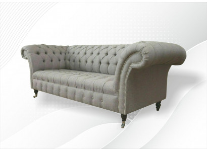 Graue Chesterfield Sofa Couch Polster Stoff Leder Couchen Samt Garnitur