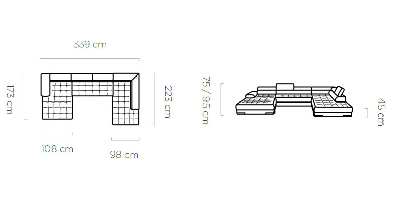 Wohnlandschaft Ecksofa Stoff U-Form Bettfunktion Couch Design Polster Textil Eck