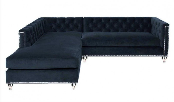 Ecksofa Wohnlandschaft Couch Eckgarnitur Polster Samt Stoff Möbel Design Grau