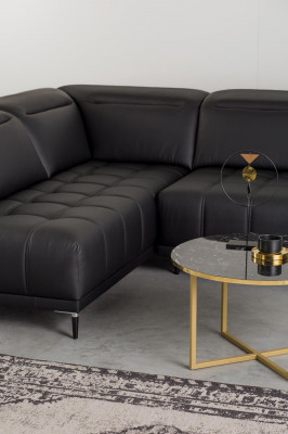 Design Polster Modern Leder Bettfunktion Grau Stoff Ecksofa L-Form Sofa Couch