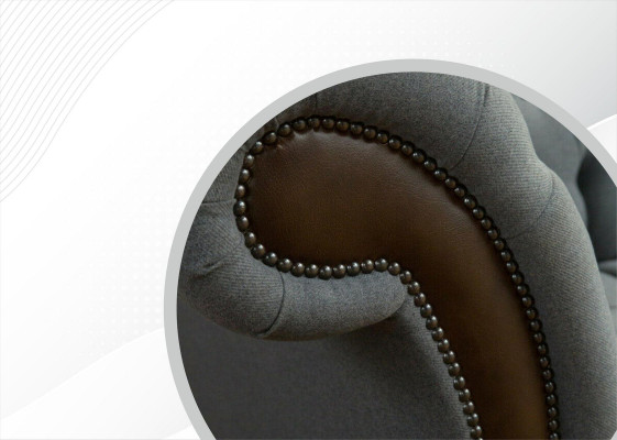 Chesterfield 4 Sitzer Grau Stoff Wohnzimmer Design Polster Sofa Big Textil Möbel