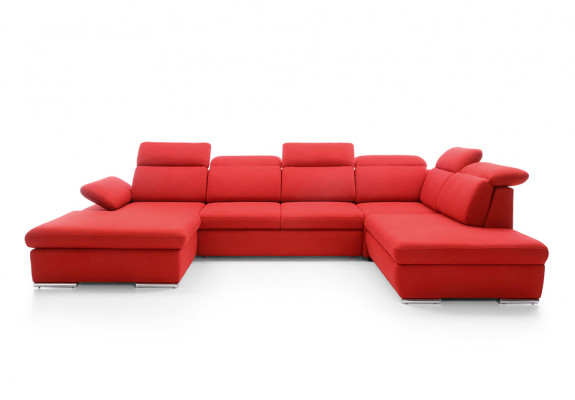 Ecksofa Wohnlandschaft Couch Polster Sofa Leder Eck Garnituren Rot