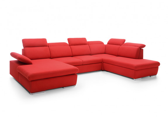 Ecksofa Wohnlandschaft Couch Polster Sofa Leder Eck Garnituren Rot