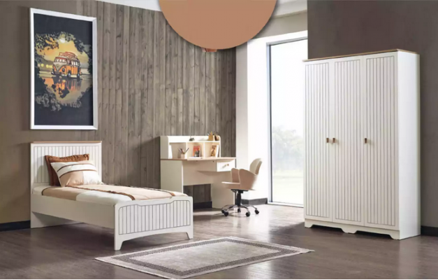 Modern Komplett Jugendzimmer Luxus Kinderzimmer Set 3tlg Weiß