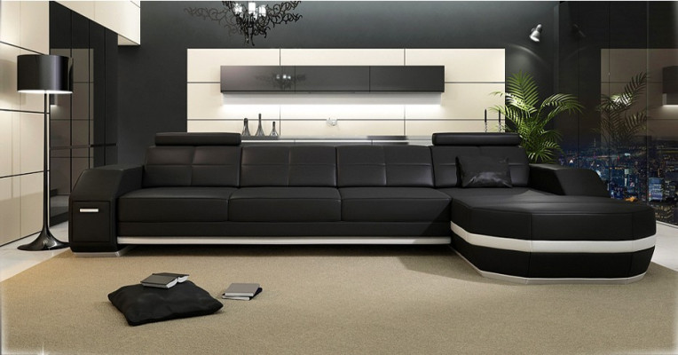 Stilvoll entspannen Neues L-förmiges Ecksofa mit Premium-Lederbezug