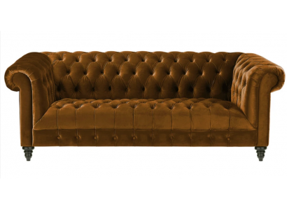 Dreisitzer Chesterfield Braune Stoff Sofa Neu Original Design Couchen Polster