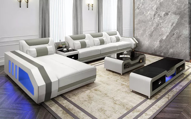 Ecksofa Polster Ecksofa LForm Couchtisch Modernes Sofa Wohnlandschaft 2tlg. Neu