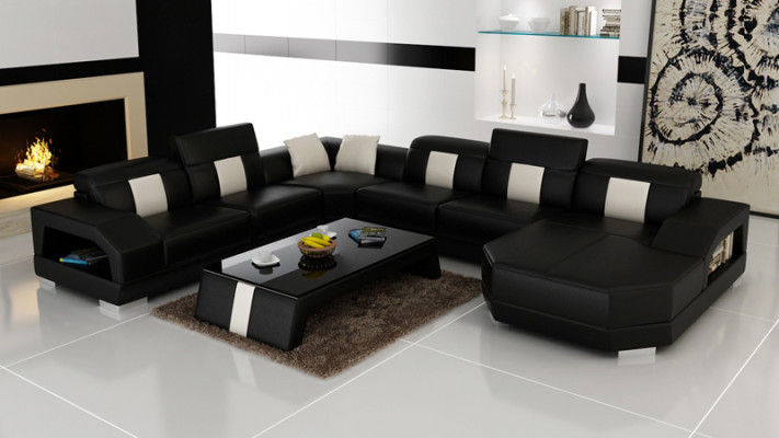 Ledersofa Couch Wohnlandschaft Ecksofa Eck Garnitur Design Modern Sofa R7003 Neu