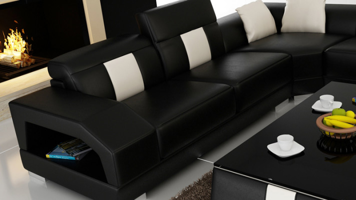 Ledersofa Couch Wohnlandschaft Ecksofa Eck Garnitur Design Modern Sofa R7003 Neu