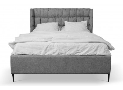 Grau Doppelbett Klassisches Schlafzimmermöbel Design Eleganter Stoff Bett