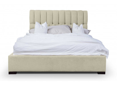 Bett Beige Doppelbett Holz Modern Betten Luxus Stoff Bett Schlafzimmer