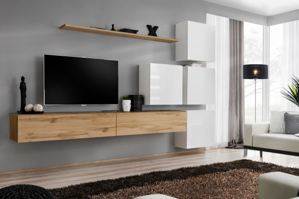Wohnwand Braun Wohnzimmer Holz Modern Möbel Garnitur Luxus Komplett Wandschrank