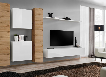 Wohnwand Weiß Holzmöbel Schrank Designer Wandschrank Komplett Wand Regal