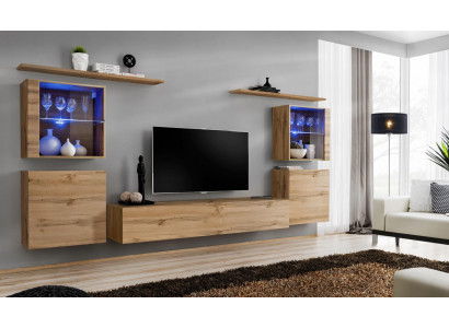 Wohnwand Luxus Set 7tlg. Wohnzimmer Wand Schrank Wandregale Holz Möbel Gruppe