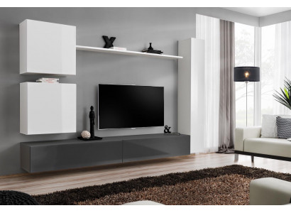 Wohnwand Wandschrank Stil Modern Einrichtung Designer Weiß Regal TV Sideboard