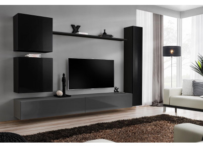 Wandschrank Wohnzimmermöbel Wohnwand Set 6tlg Designer Wand Regal Sideboard