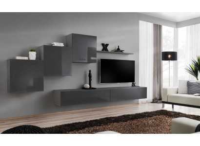 Wohnwand Wohnzimmer Set 6tlg Wandschrank Wandregal Garnitur Komplett Neu