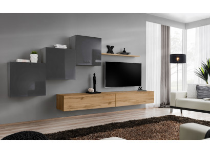 Luxus Weiß Designer Moderne Wohnwand Sideboard TV Ständer Braun Wohnzimmer