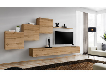 Designer Wohnwand Braun TV Ständer Moderne Sideboard Wandregal Wandschrank 6 tlg